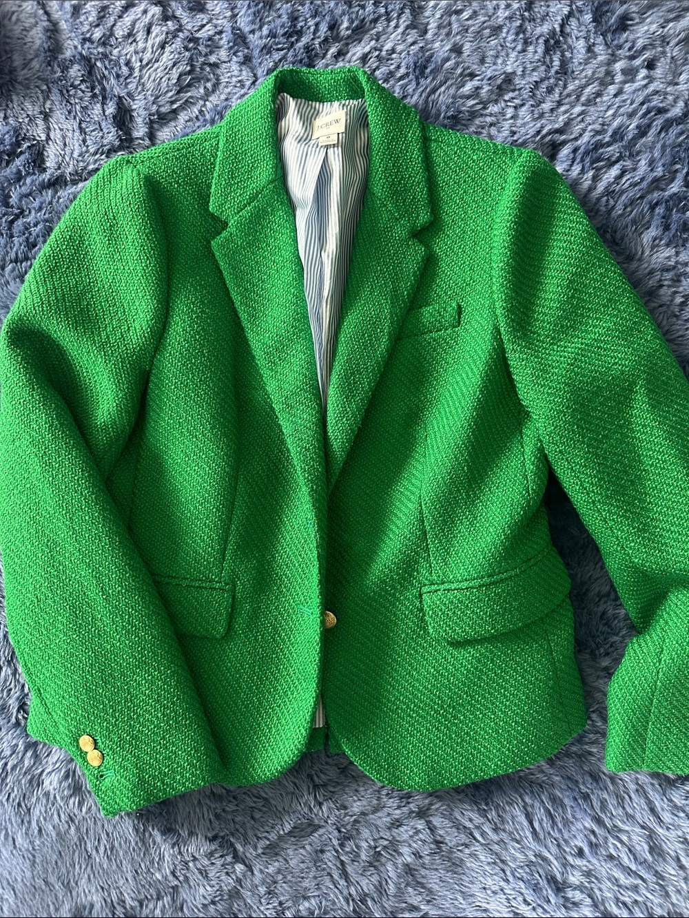 J. Crew Factory Emerald Green Textured Blazer with Gold Buttons